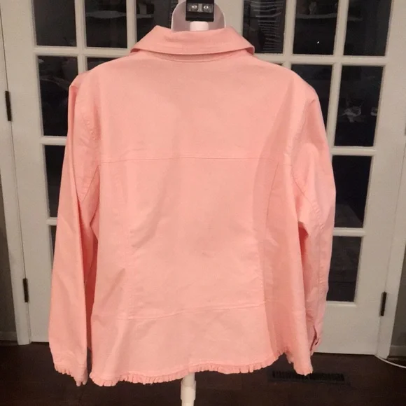 CJ Banks Women’s Pink Denim & Lace Jacket Size 1X - Picture 2 of 8